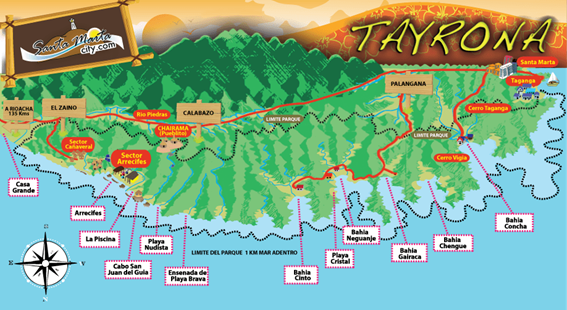 mapa do parque tayrona na colombia