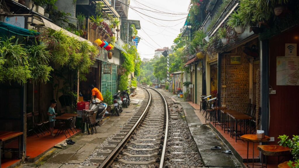 Rua do trem em Hanói